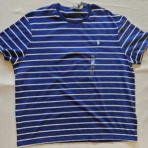Polo Ralph Lauren Blue and White Striped Short Sleeve Tee